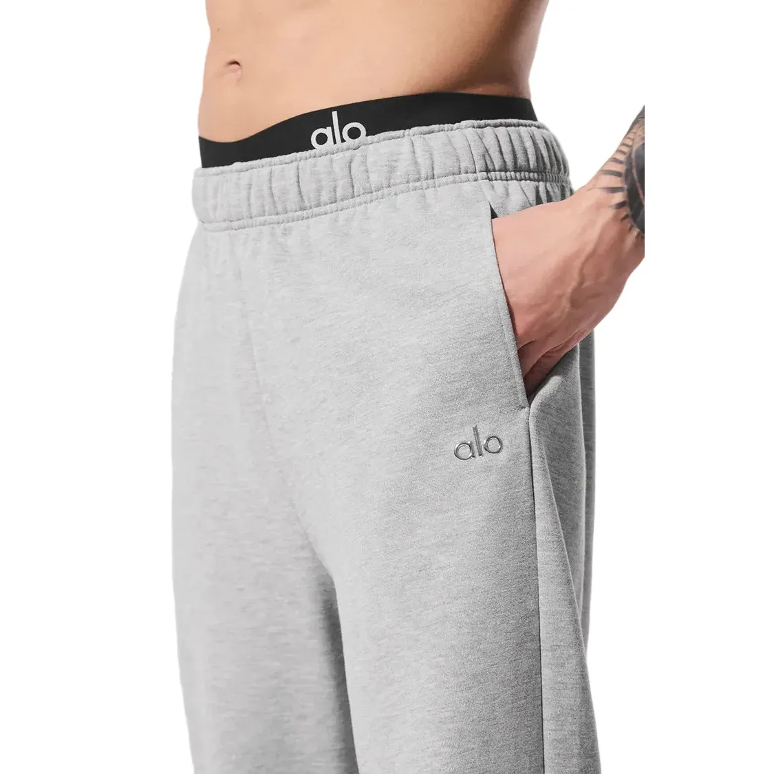 Alo Accolade Straight Leg Sweatpants Heather Grey - Image 4