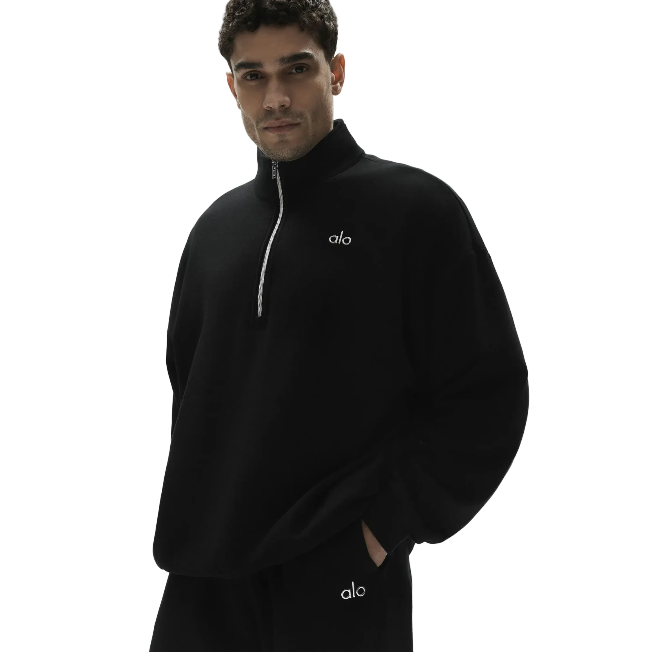 ALO Yoga Accolade 1/4 Zip Black Sweatshirt - Image 2