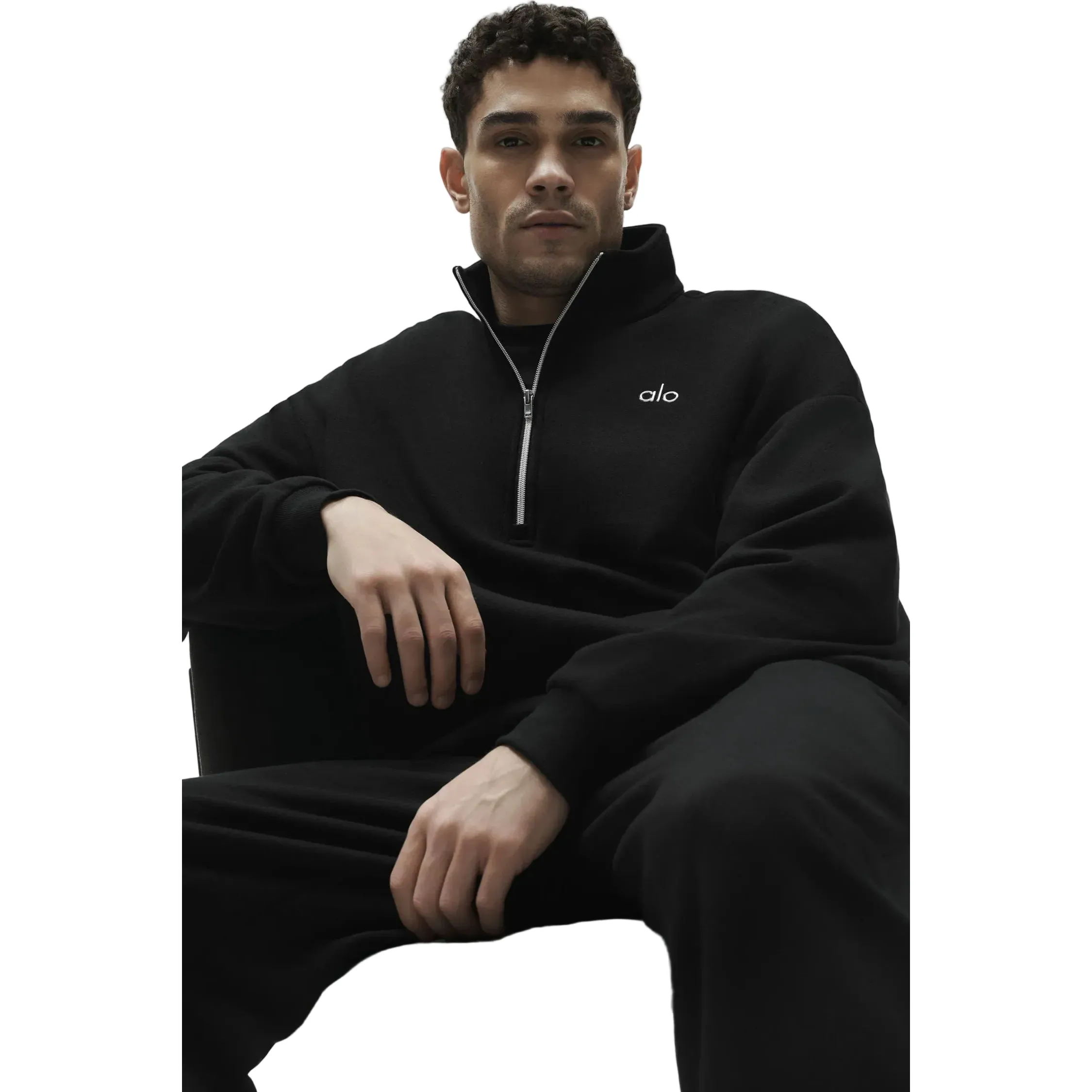ALO Yoga Accolade 1/4 Zip Black Sweatshirt - Image 4