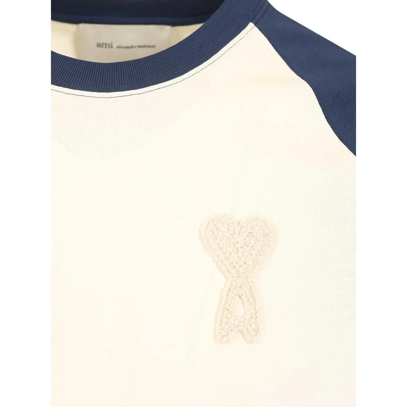 Ami De Coeur Knitted Patch T-shirt White And Blue Cotton - Image 3