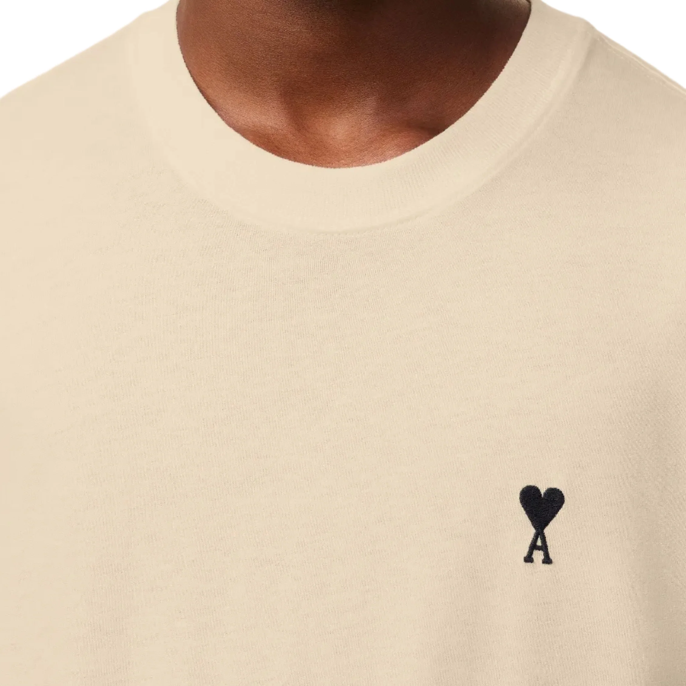 Ami Paris Ami de Coeur Cotton T-Shirt Cafe Creme - Image 2