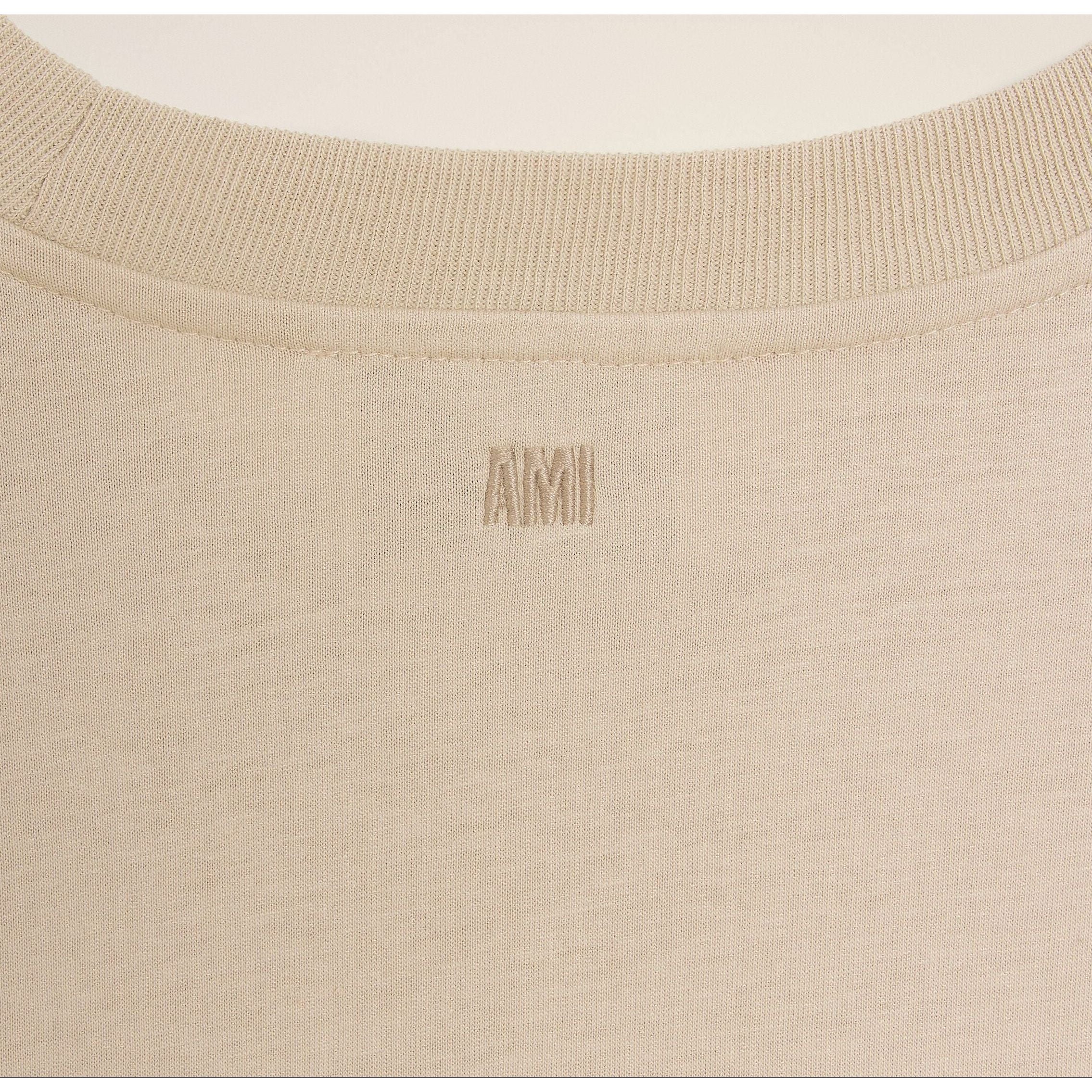 Ami Paris Ami de Coeur Cotton T-Shirt Cafe Creme - Image 3