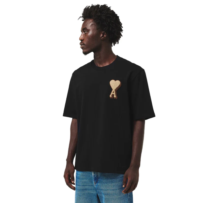AMI Paris Ami de Coeur Patch T-Shirt Black - Image 3