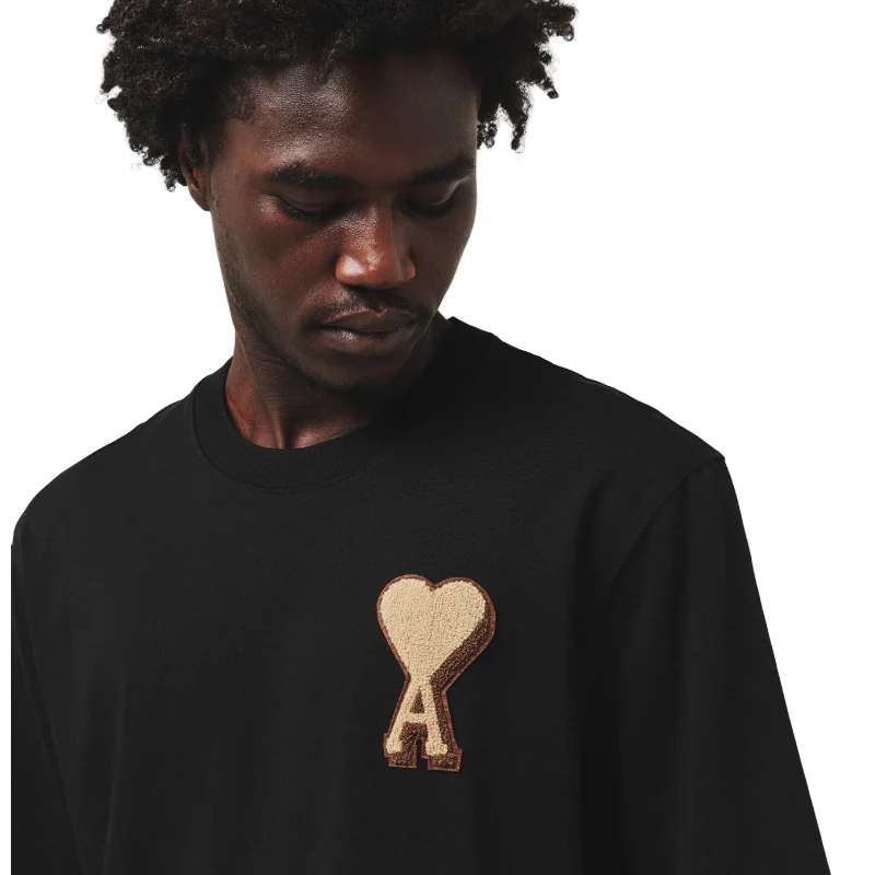AMI Paris Ami de Coeur Patch T-Shirt Black - Image 4