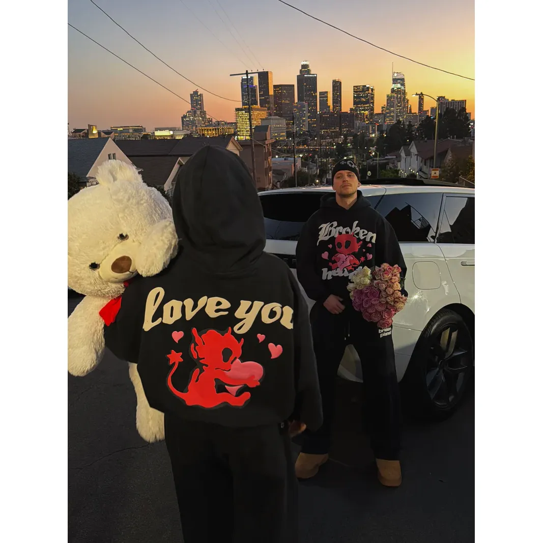 Broken Planet Broken Hearts Hoodie Midnight Black - Image 4