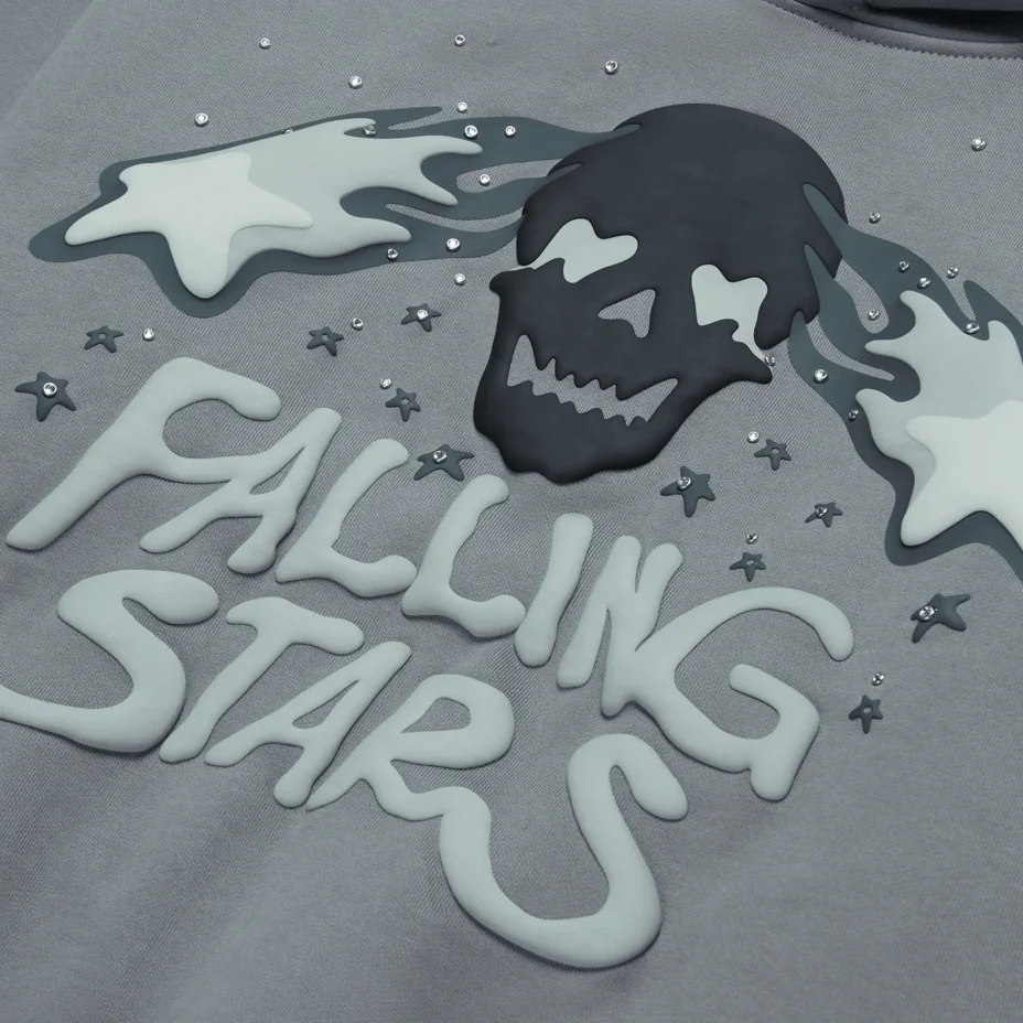 Broken Planet Falling Stars Hoodie Dark Gray - Image 3