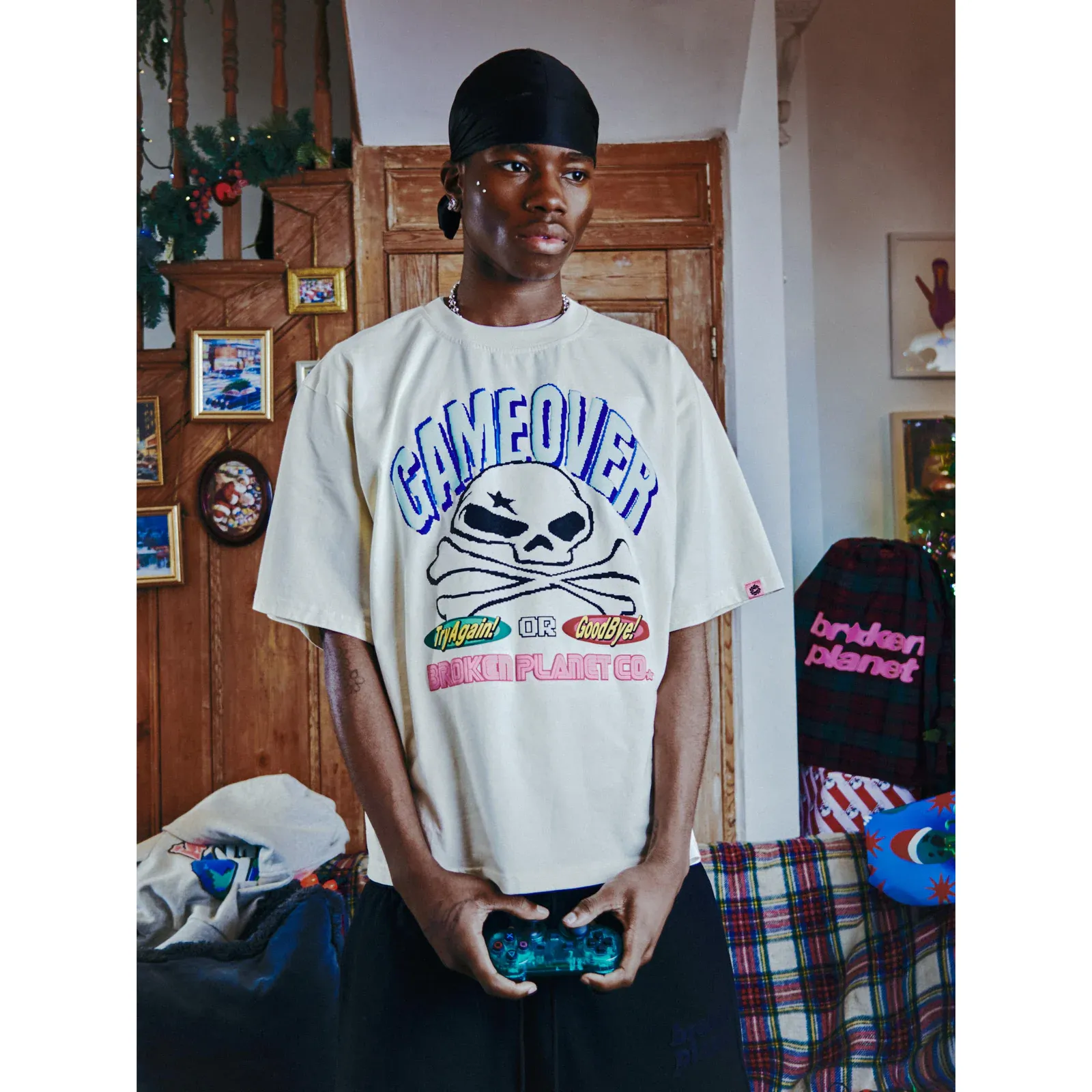Broken Planet Game Over Tee Vanilla White - Image 3