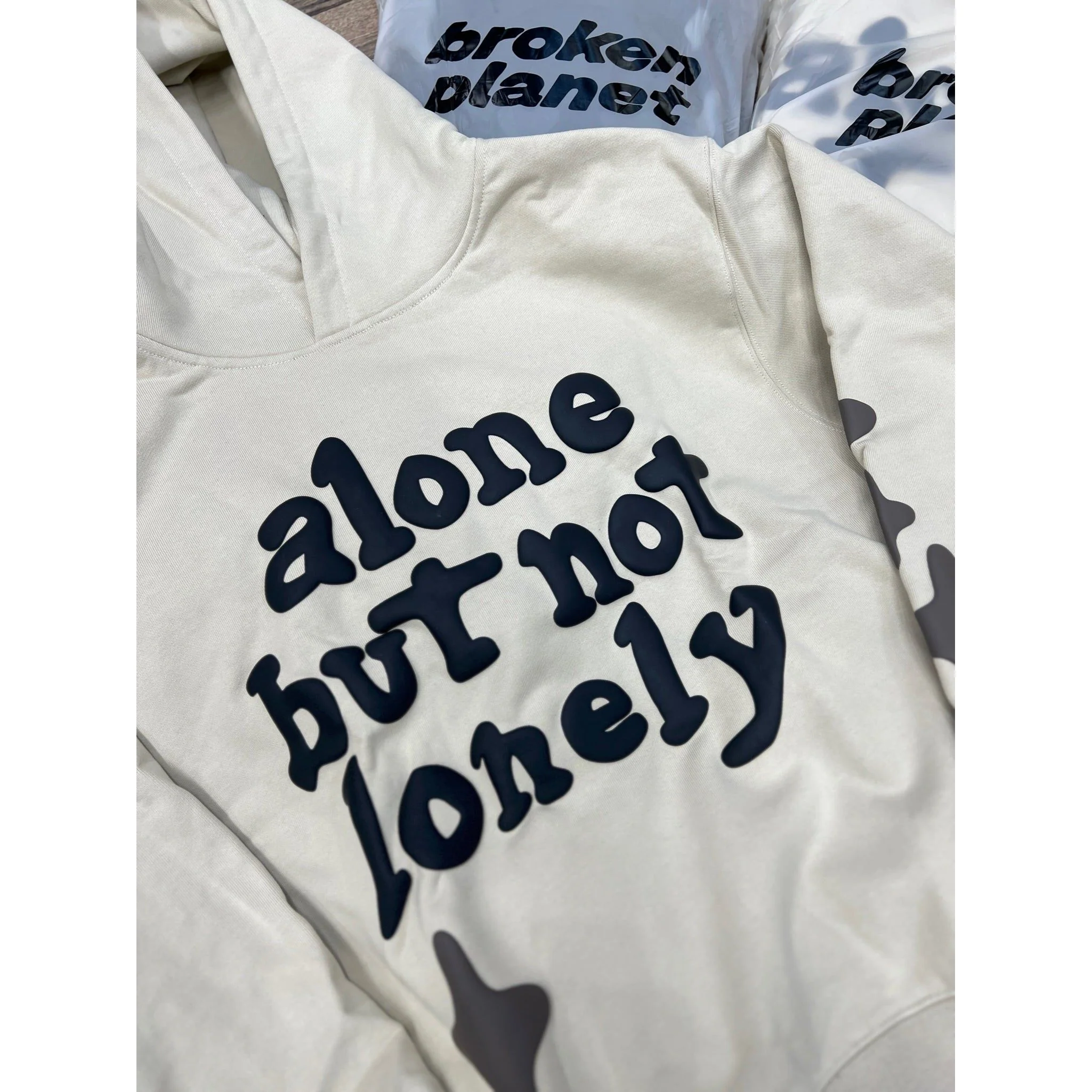 Broken Planet Market Alone But Not Lonely Hoodie White - Image 3