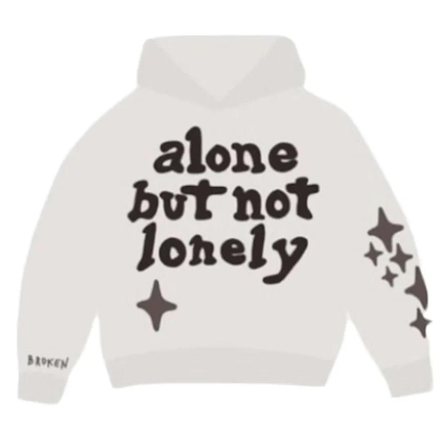 Broken Planet Market Alone But Not Lonely Hoodie White - Image 4