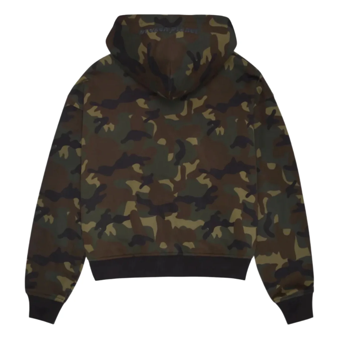 BROKEN PLANET MARKET PLANET ZIP-UP HOODIE CAMO GREEN - Image 2