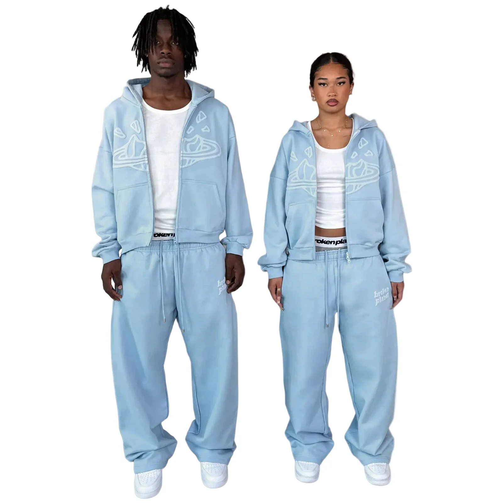Broken Planet Market Sky Blue Zip Up Hoodie Sky Blue - Image 4