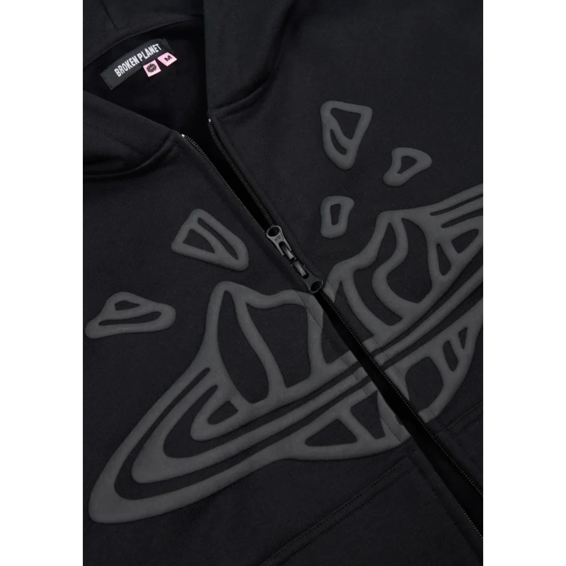BROKEN PLANET MIDNIGHT BLACK ZIP UP HOODIE - Image 3