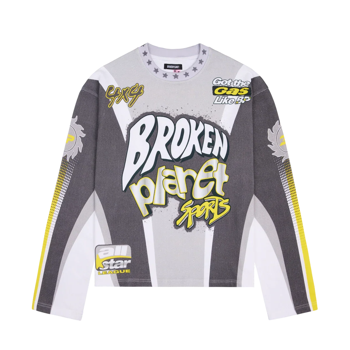BROKEN PLANET SPORTS LONG SLEEVE TEE GREY YELLOW