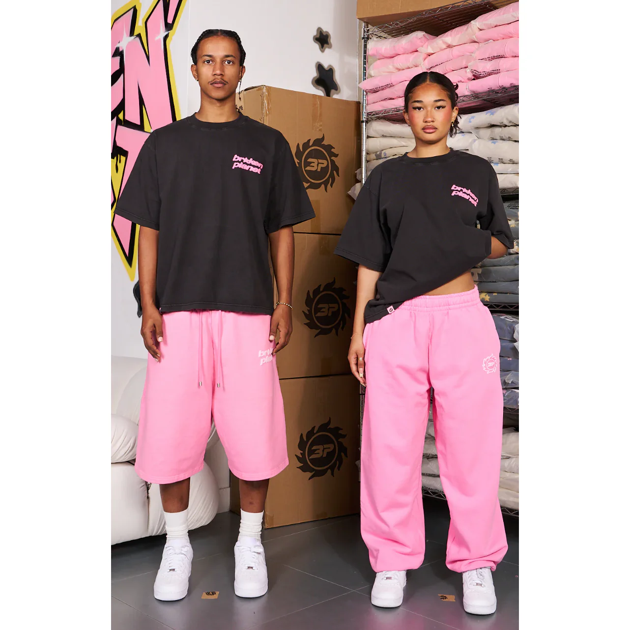 Broken Planet Star Girl Tee Black Candy Pink - Image 3