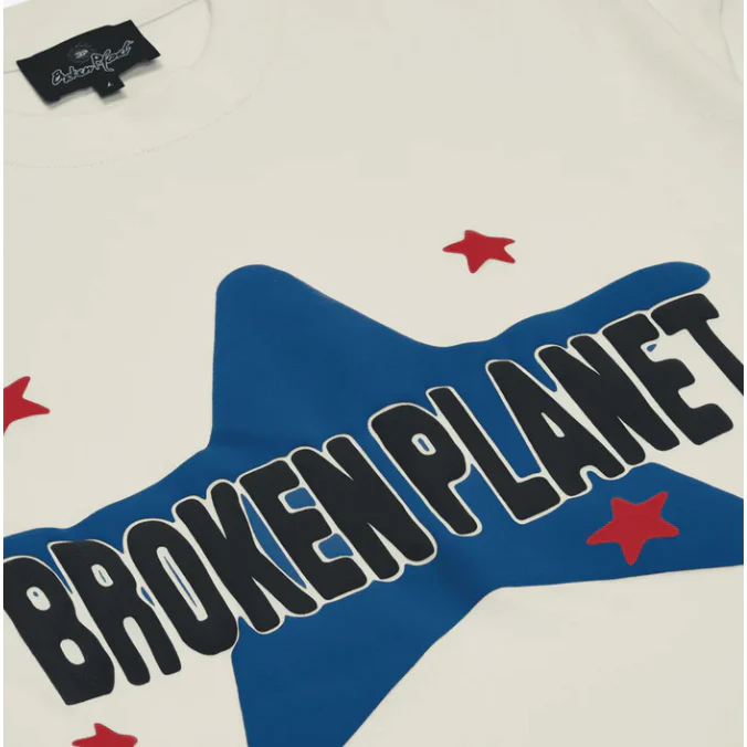 Broken Planet Star T-Shirt Vanilla White - Image 2