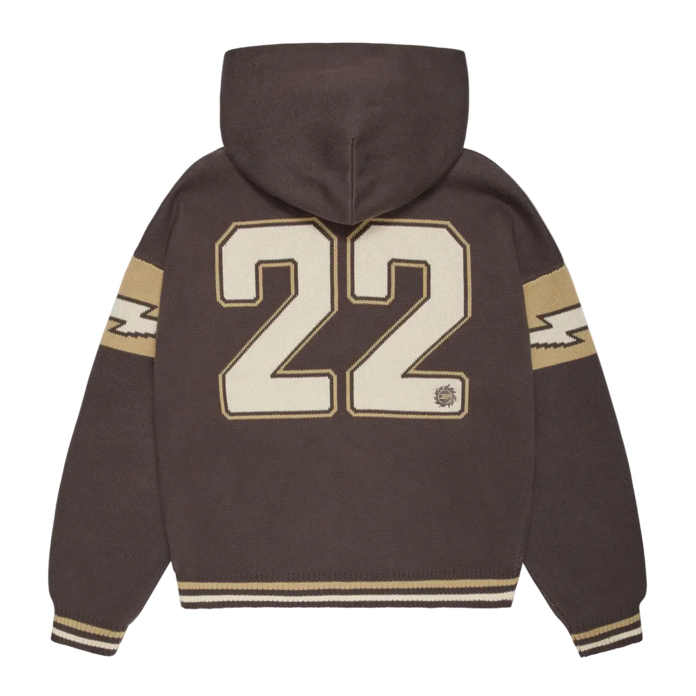 Broken Planet Varsity Knit Zip Up Hoodie Chocolate Brown - Image 2