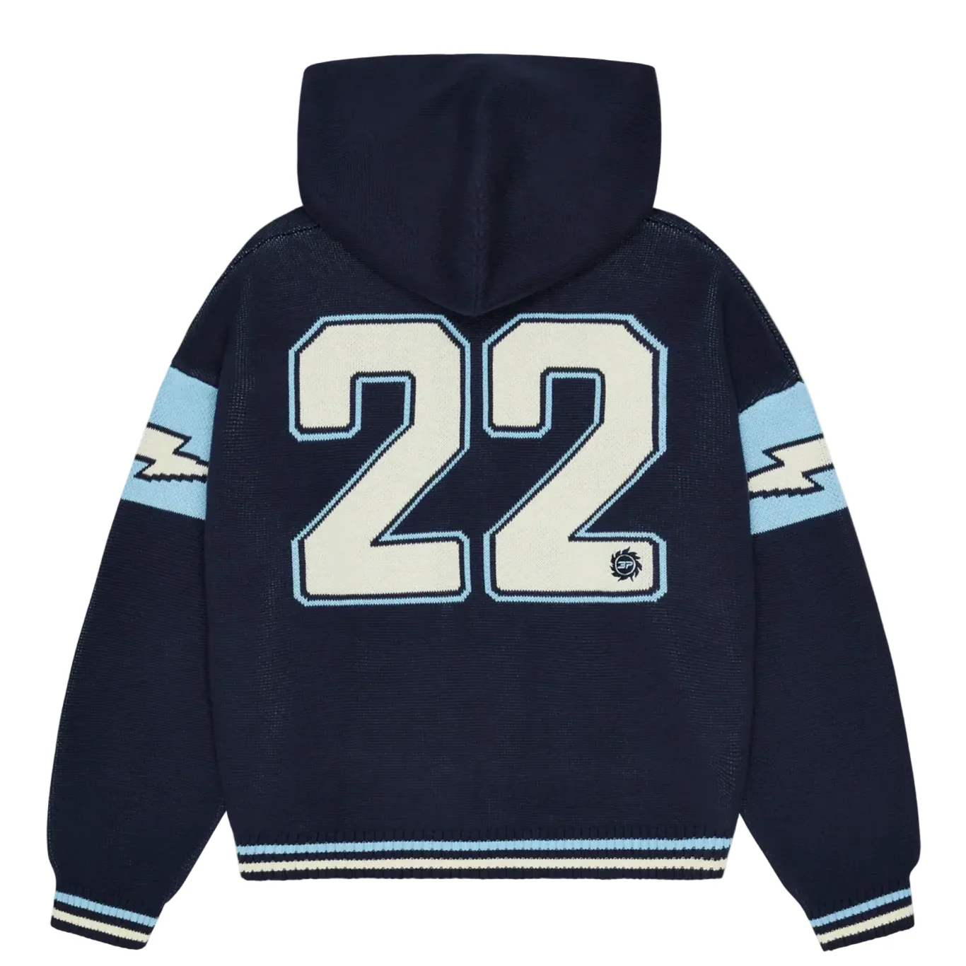 Broken Planet Varsity Knit Zip Up Hoodie Navy Blue - Image 2