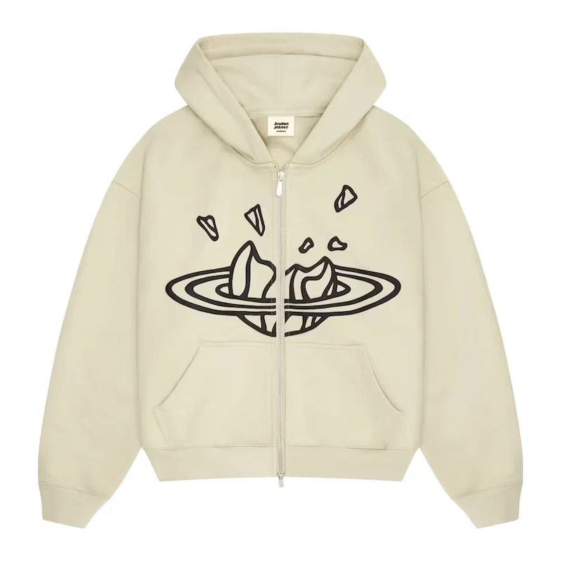 Broken Planet Zip Up Hoodie Bone White