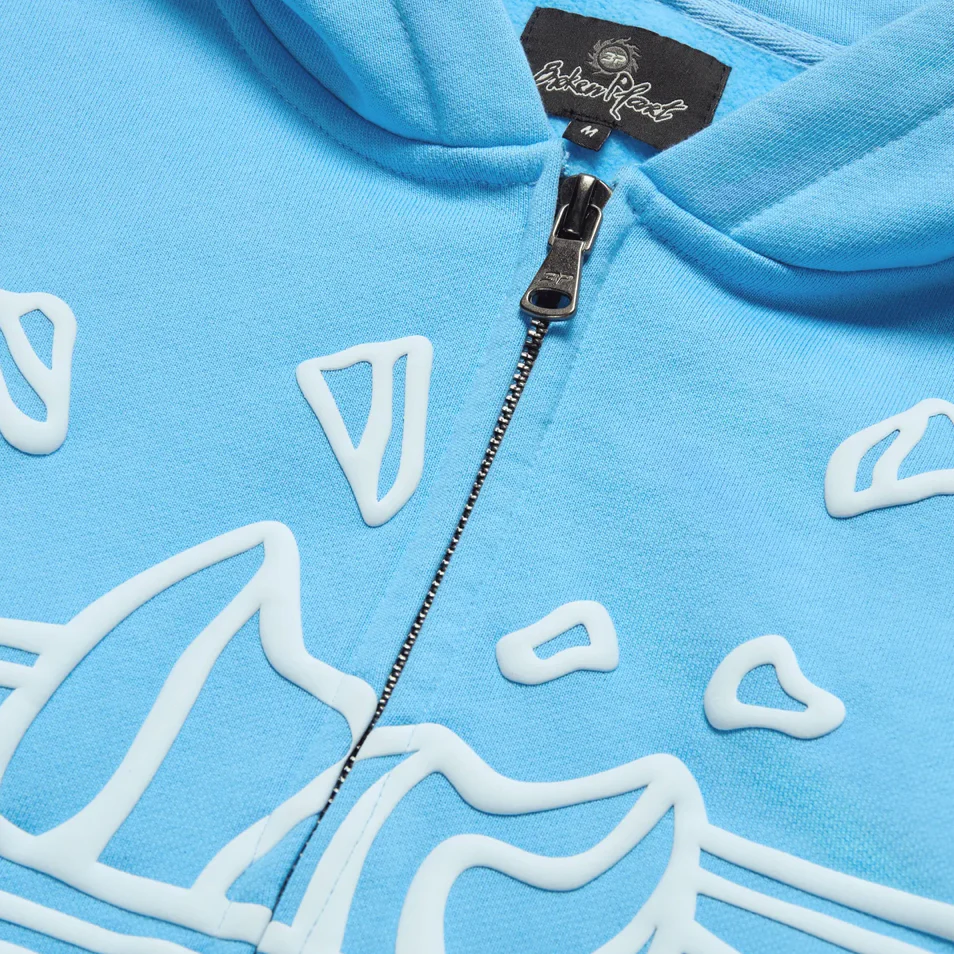 Broken Planet Zip-Up Hoodie Light Blue - Image 3