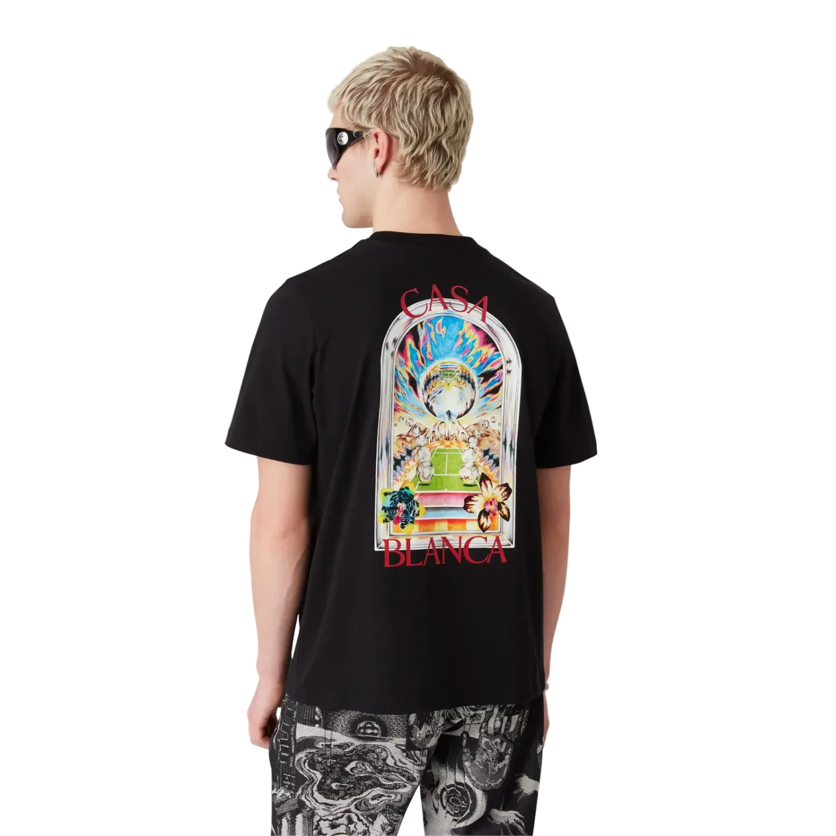 Casablanca Black Tennis Landscape Short Sleeve T‑Shirt - Image 3