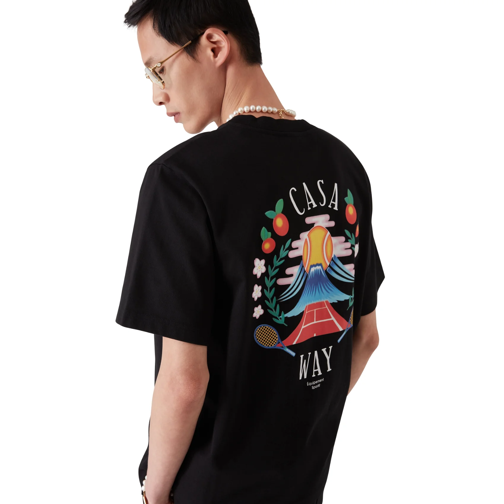 CASABLANCA CASA WAY MOUNTAIN SHORT SLEEVE T‑SHIRT BLACK - Image 4