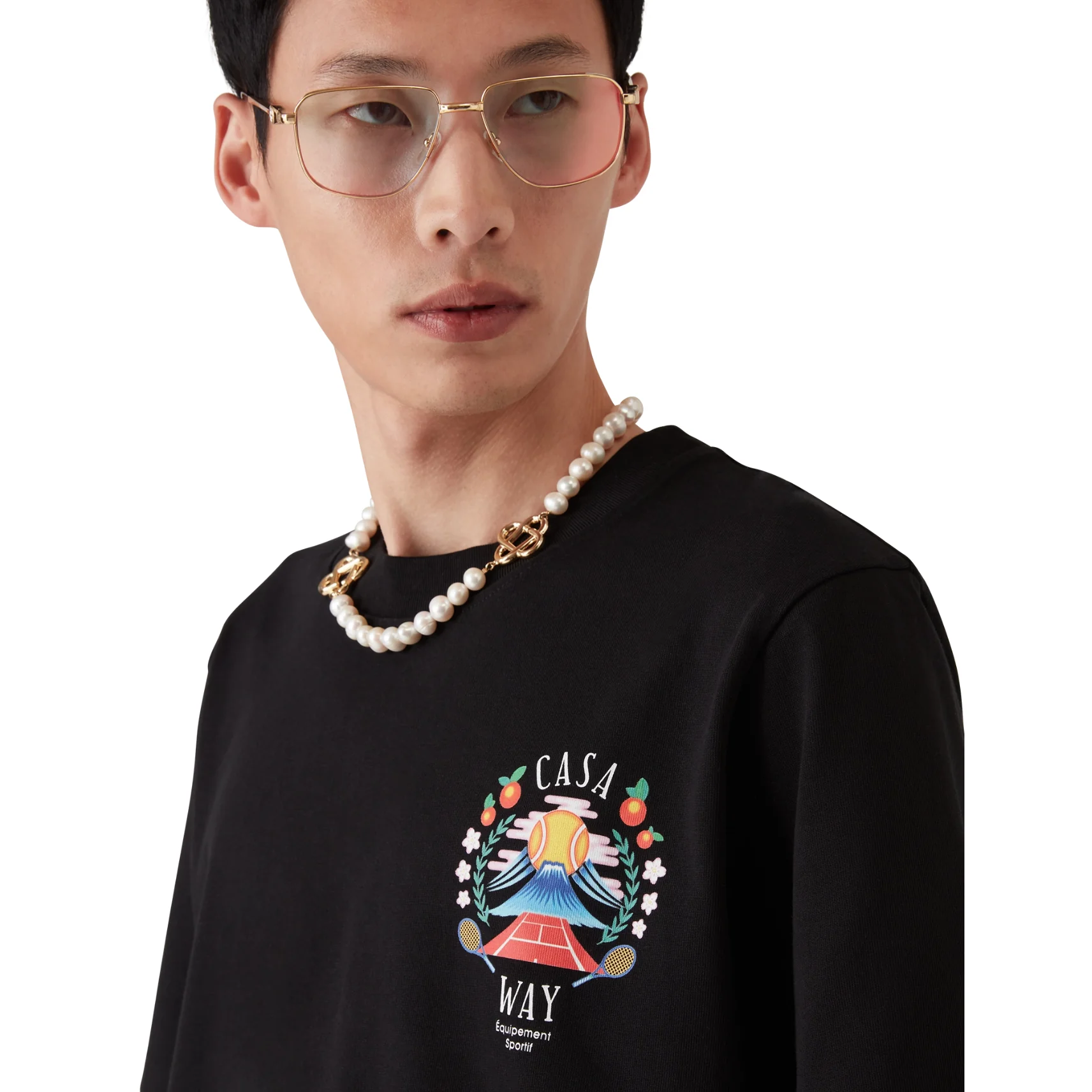 CASABLANCA CASA WAY MOUNTAIN SHORT SLEEVE T‑SHIRT BLACK - Image 5