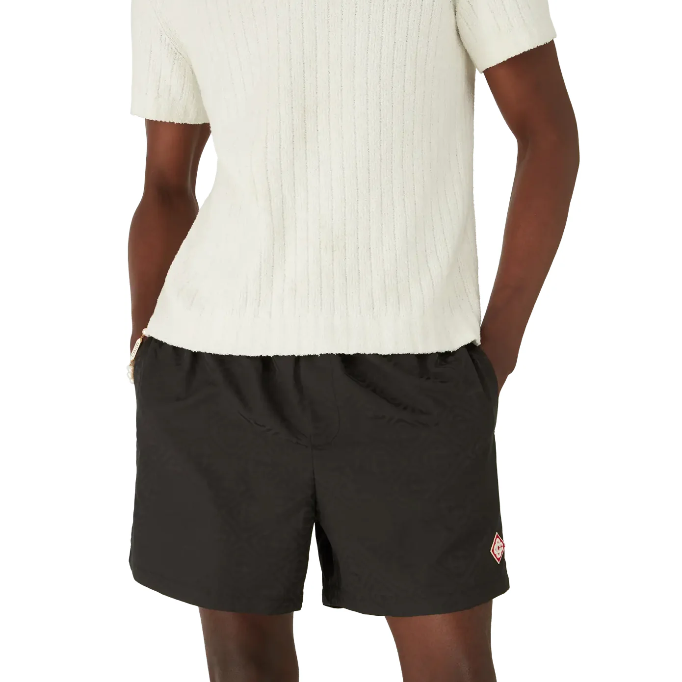 CASABLANCA MONOGRAM JACQUARD SWIM SHORTS BLACK - Image 3
