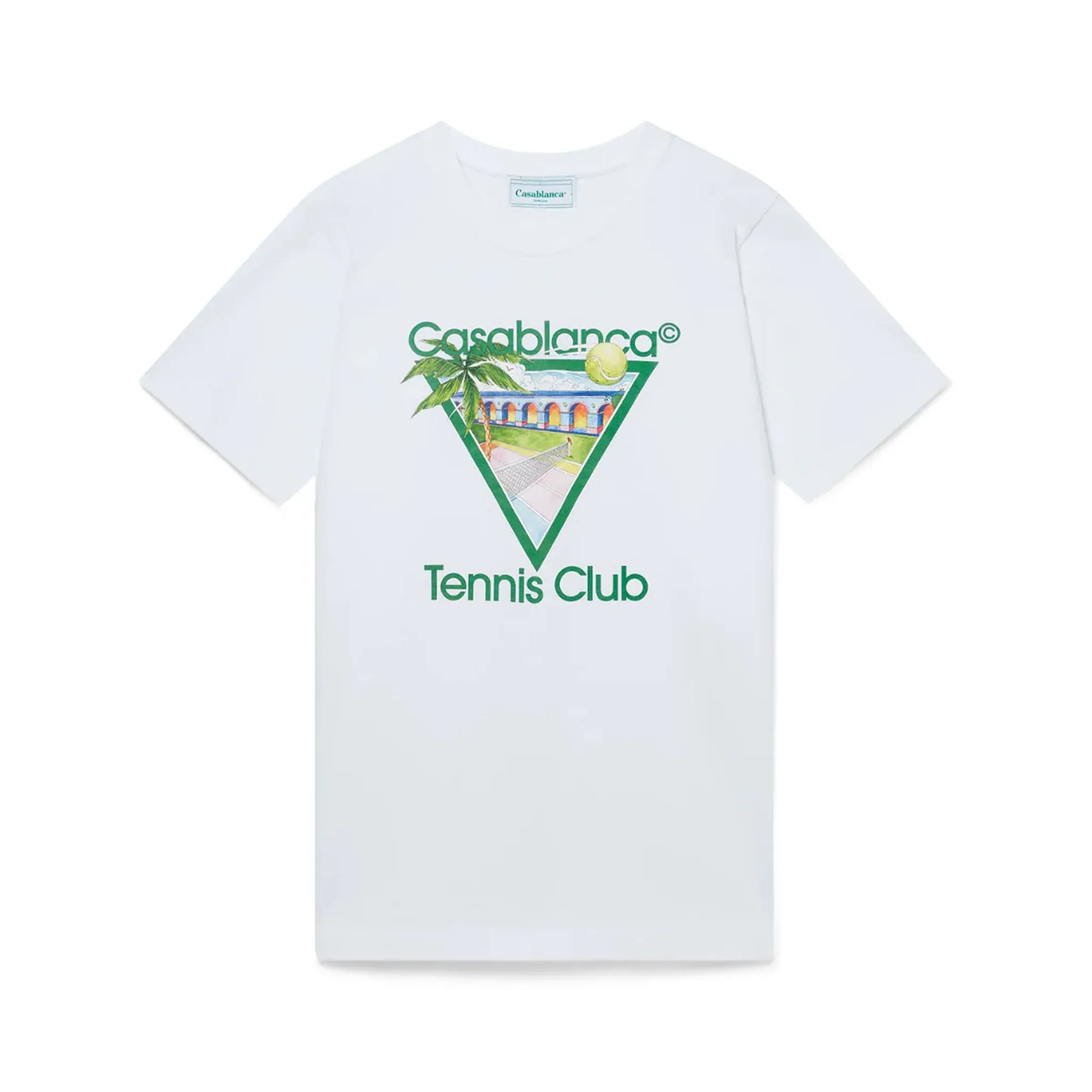 CASABLANCA TENNIS CLUB ICON SHORT SLEEVE T-SHIRT WHITE/GREEN