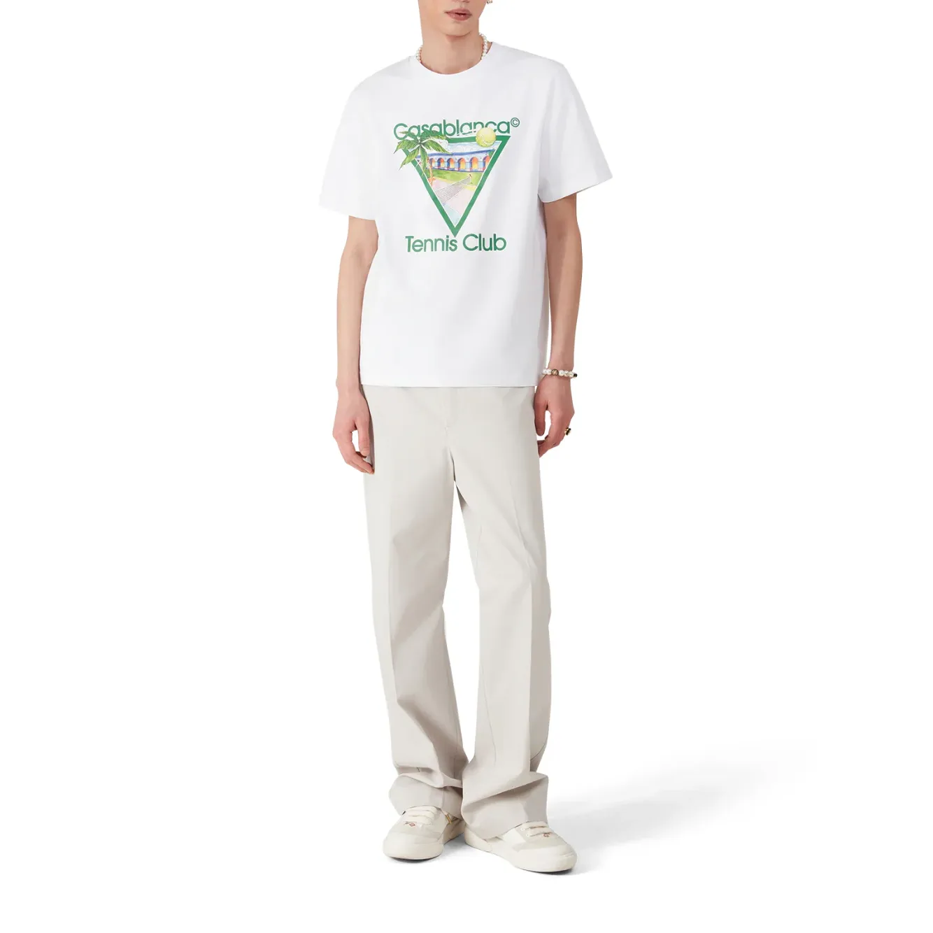 CASABLANCA TENNIS CLUB ICON SHORT SLEEVE T-SHIRT WHITE/GREEN - Image 2