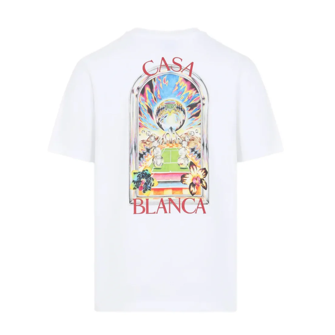 Casablanca White Tennis Landscape Short Sleeve T‑Shirt