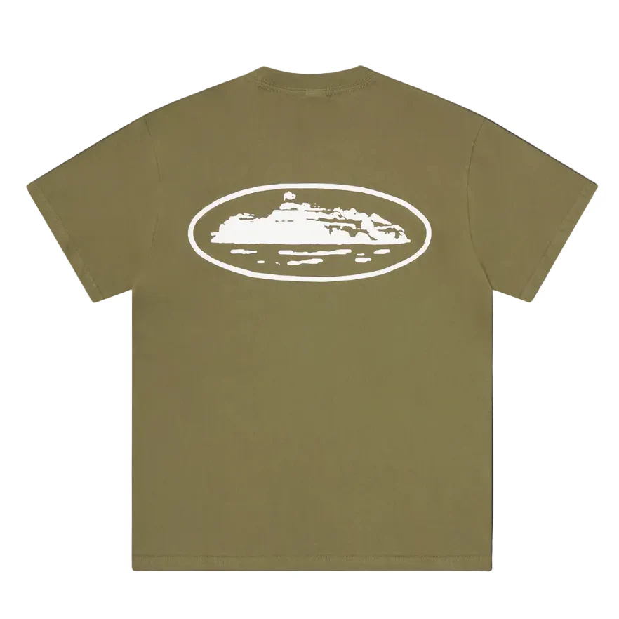 Corteiz Island Puff Print Tee Olive - Image 2