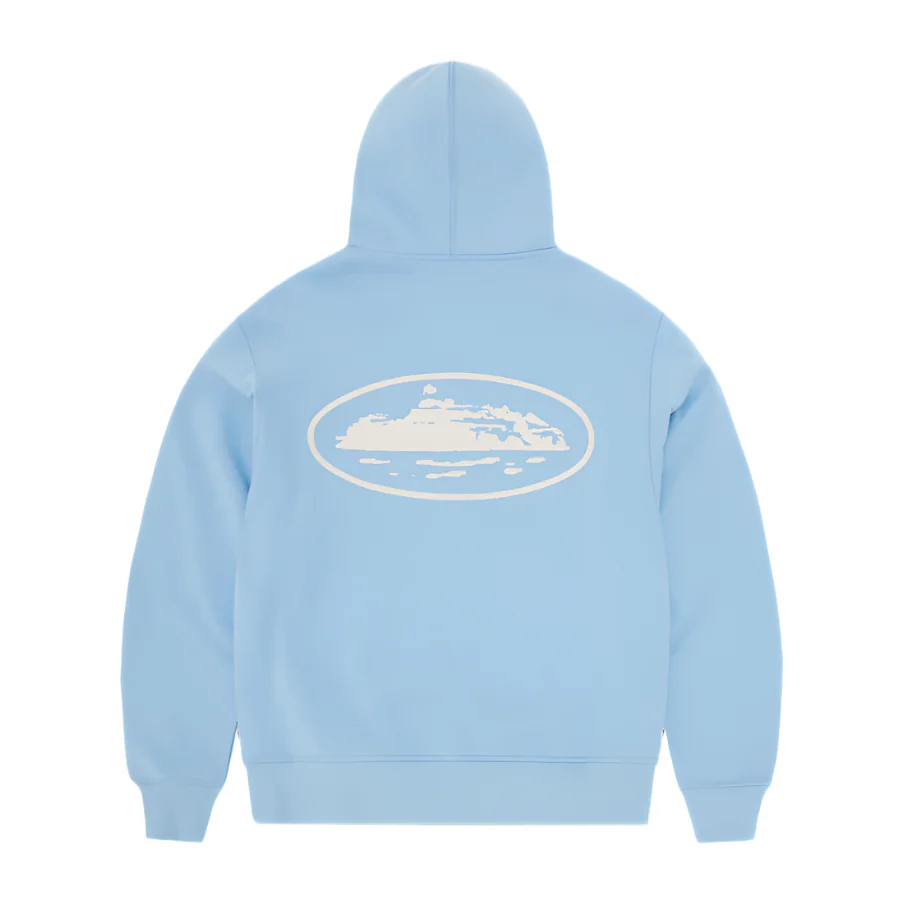 Corteiz Island Puff Print Zip Hoodie Baby Blue - Image 2