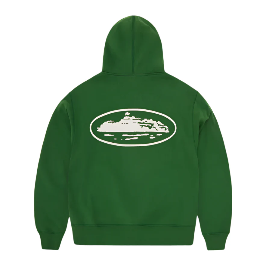 Corteiz Island Puff Print Zip Hoodie Green - Image 2