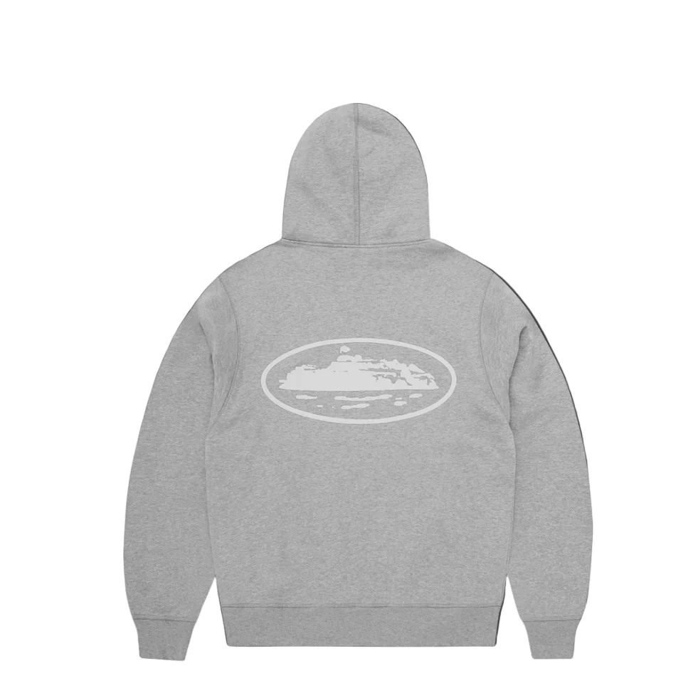 Corteiz Island Puff Print Zip Up Heather Grey - Image 2