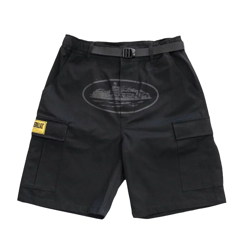 Corteiz OG Cargo Shorts Triple Black - Image 2