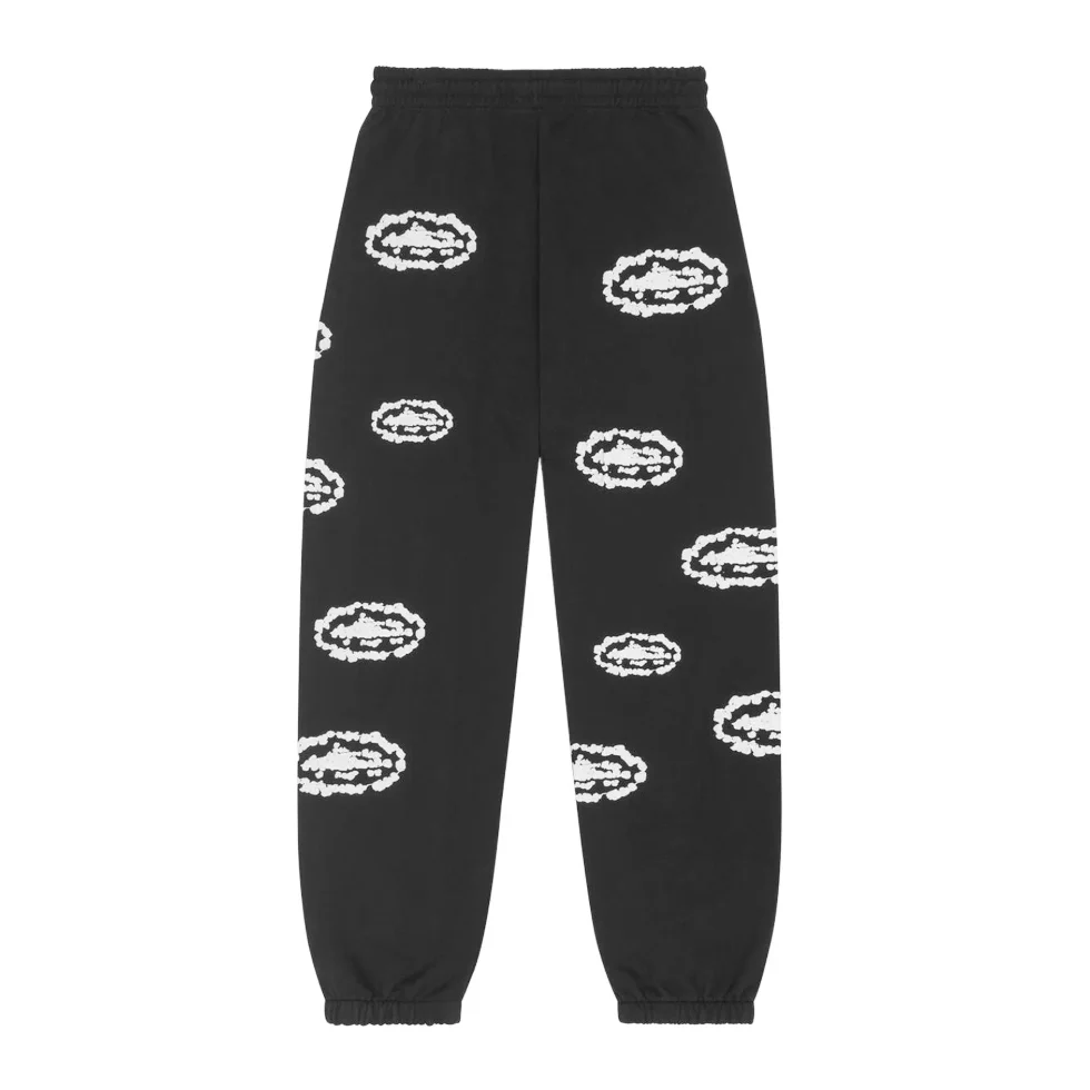 Corteiz x Denim Tears Cotton Wreath Sweatpants Black - Image 2