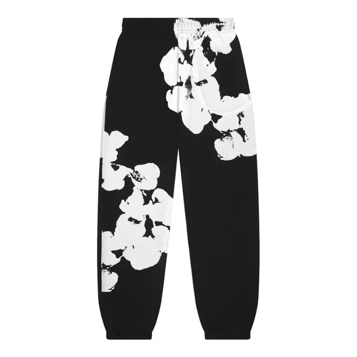 Denim Tears Big Cotton Wreath Sweatpants Black - Image 2