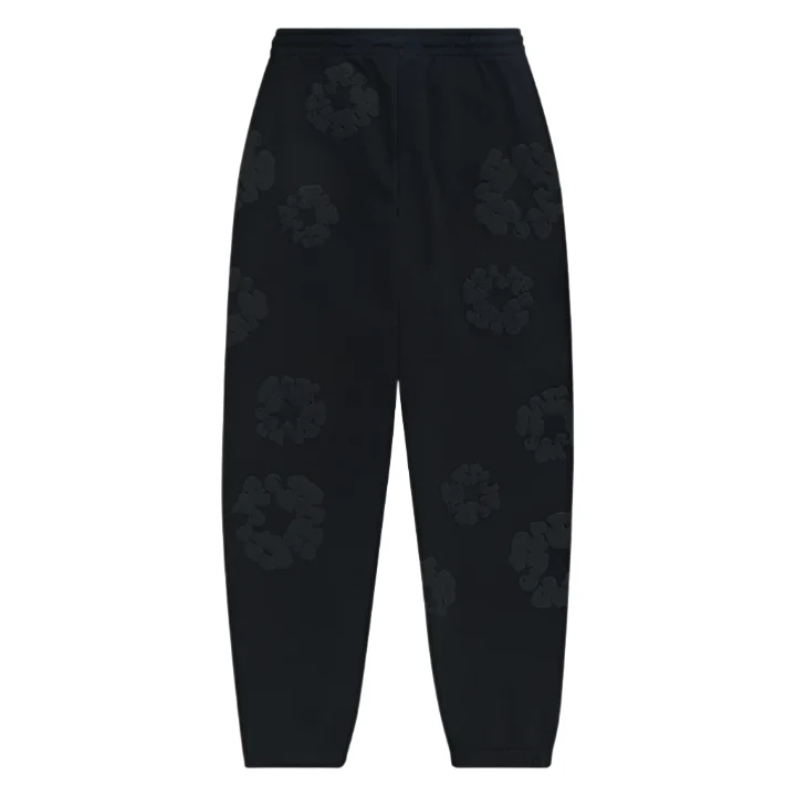 Denim Tears Cotton Wreath Sweatpants Black Monochrome - Image 2