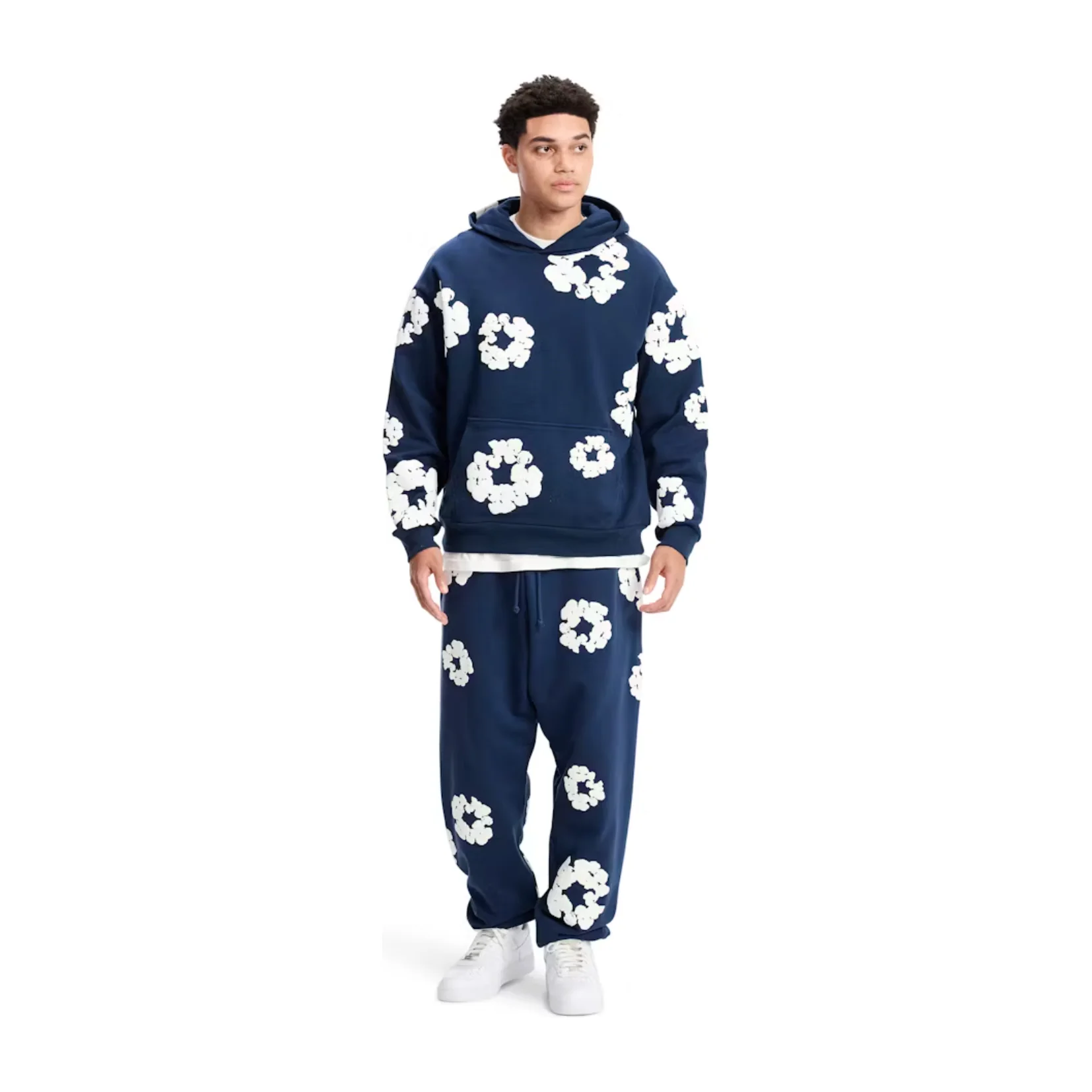 Denim Tears Cotton Wreath Sweatpants Navy - Image 3