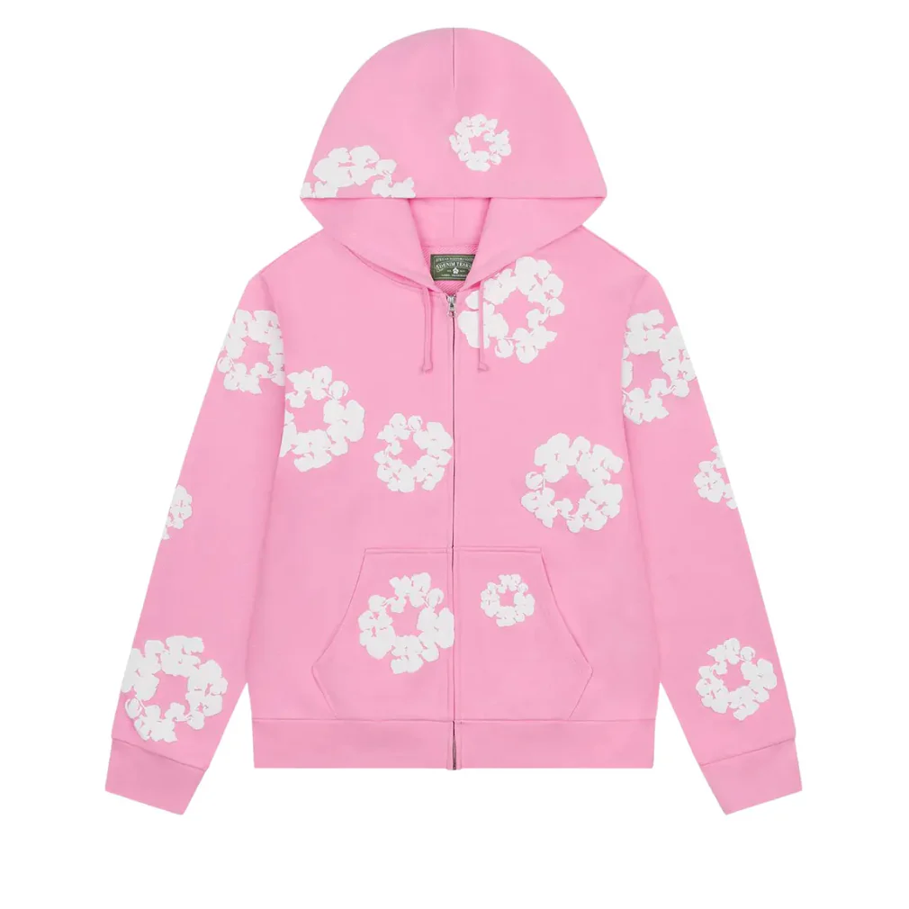 Denim Tears Cotton Wreath Zip Hoodie Pink