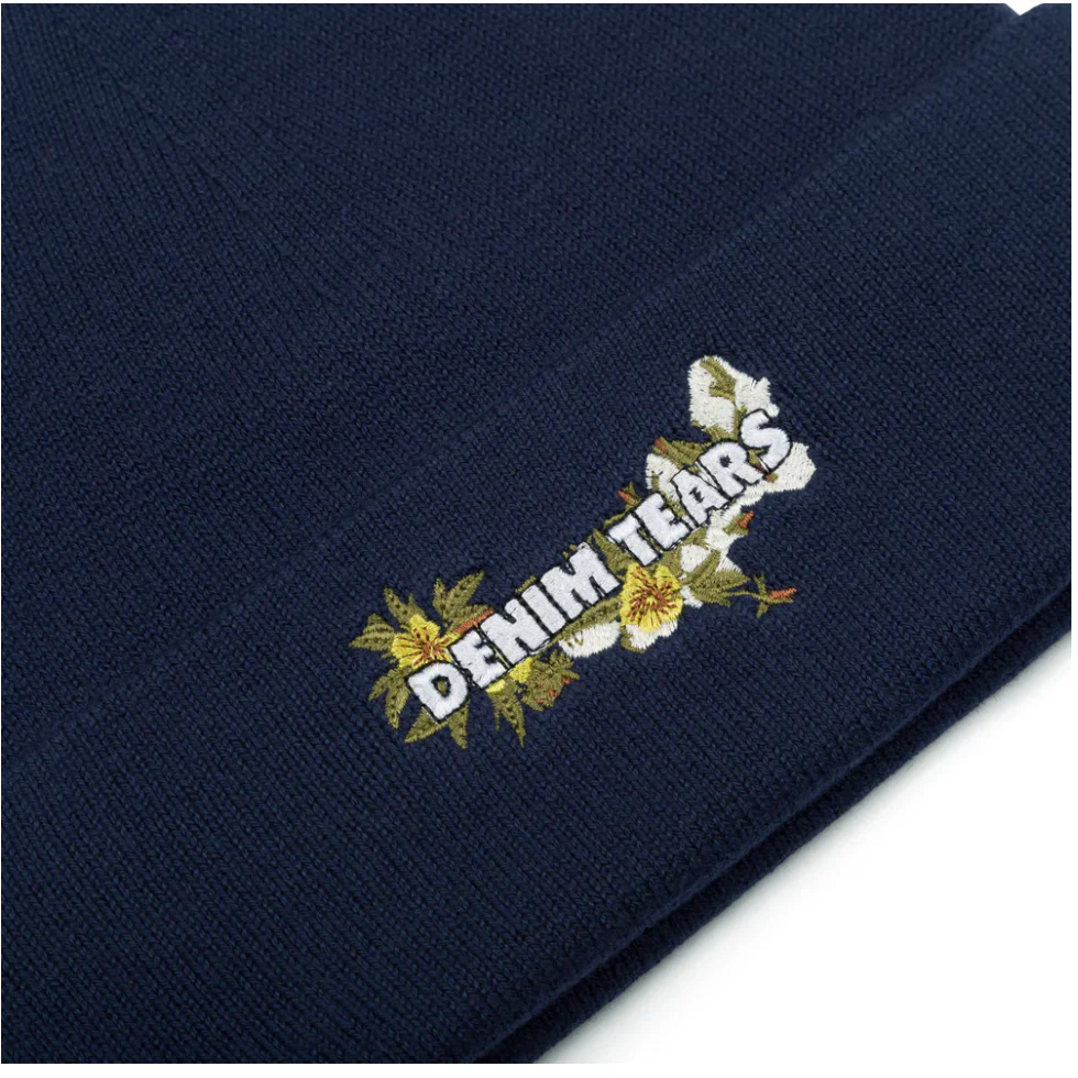 Denim Tears Floral Beanie Navy - Image 3