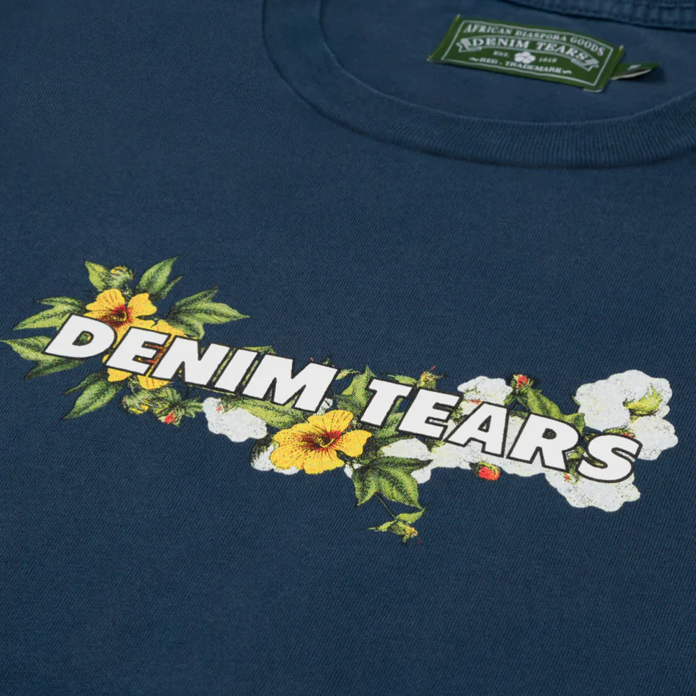 Denim Tears Logo Tee Navy - Image 3