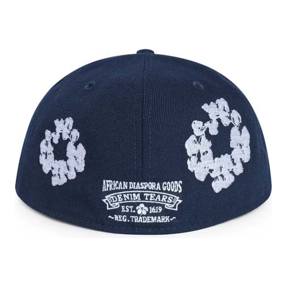 Denim Tears New Era Cotton Wreath 59/50 Cap Navy - Image 2
