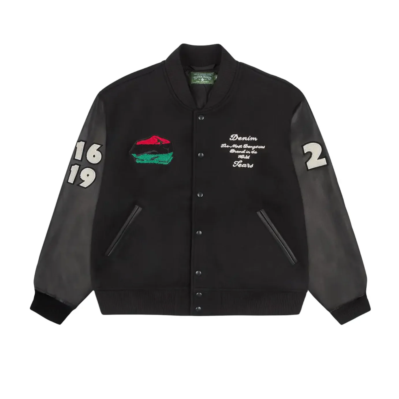 Denim Tears Peace Wreath Varsity Jacket Black