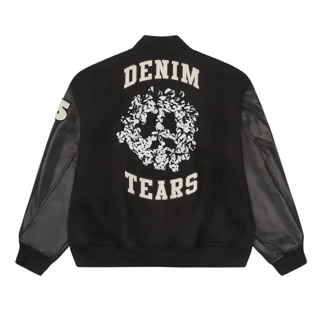 Denim Tears Peace Wreath Varsity Jacket Black - Image 2