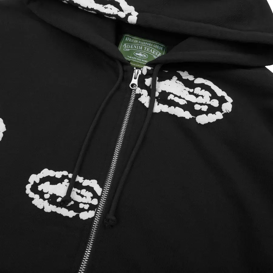 Denim Tears x Corteiz Cotton Wreath Zip Hoodie 'Black' - Image 3