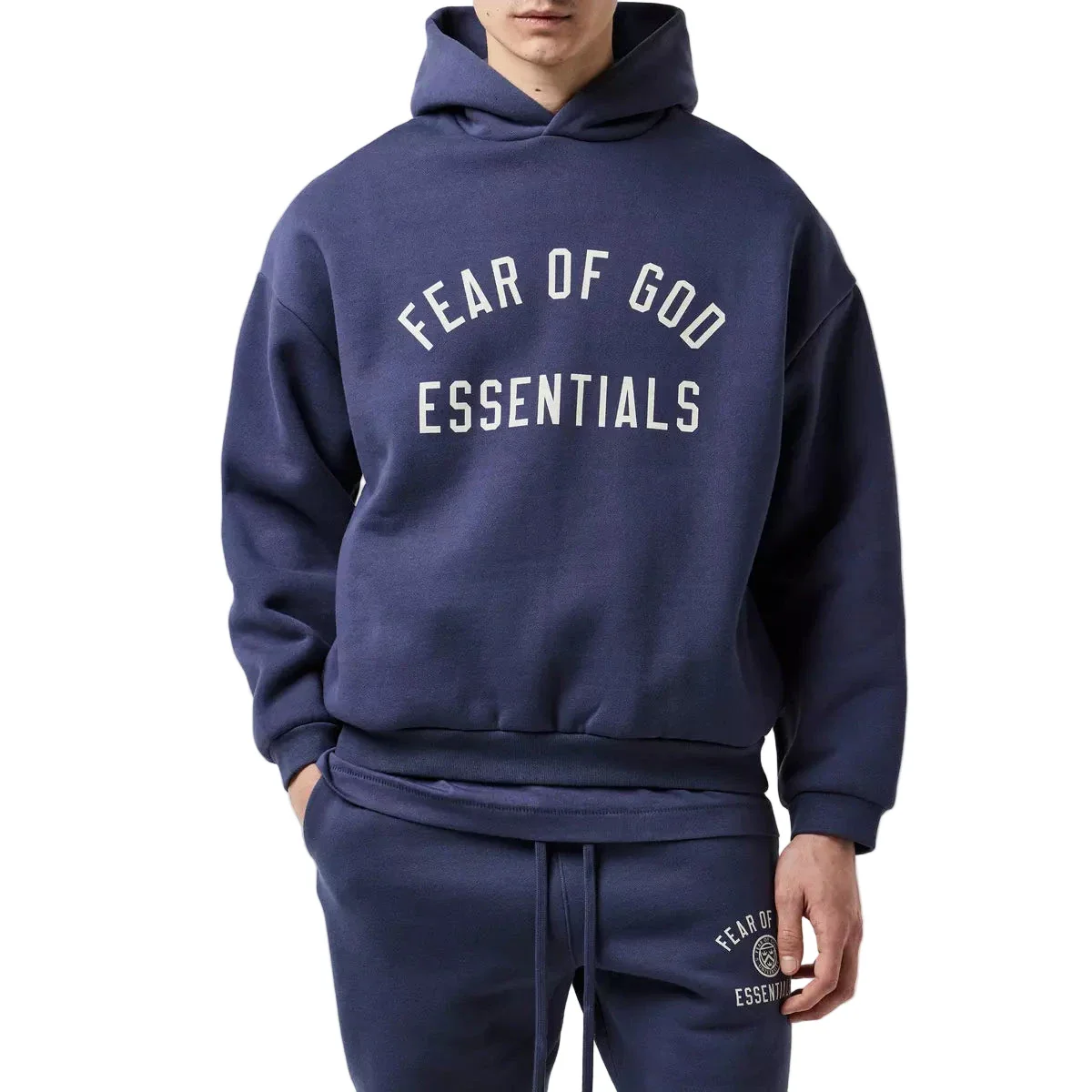 Fear of God Essentials Fleece Hoodie Marine - Image 3