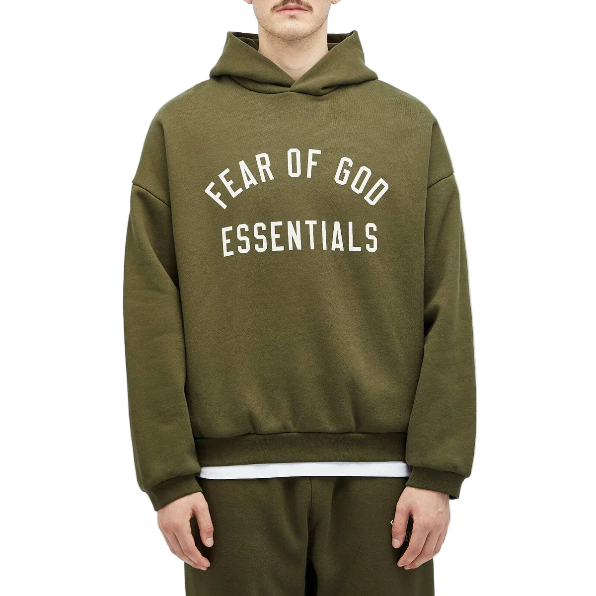 Fear of God Essentials Fleece Hoodie Military - Image 3