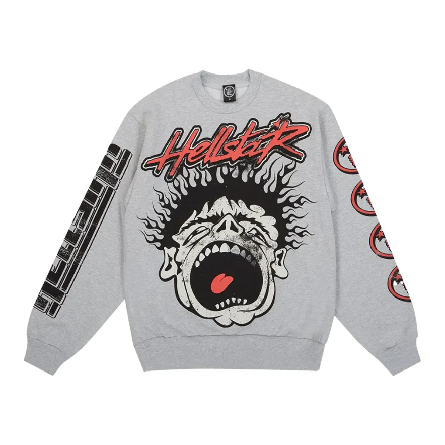 Hellstar Records Sweatshirt Grey