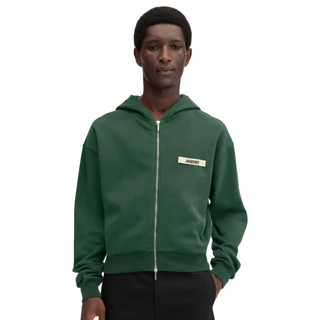 Jacquemus Gros Grain Logo Zipped Hoodie Dark Green - Image 4